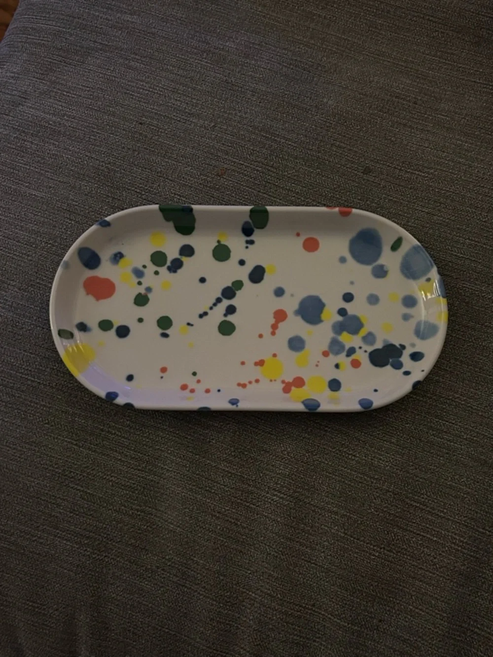 IKEA White Ceramic Dish Multicolored Height: ¾ 